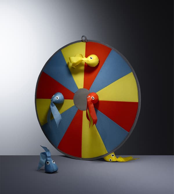 A colourful dart board.