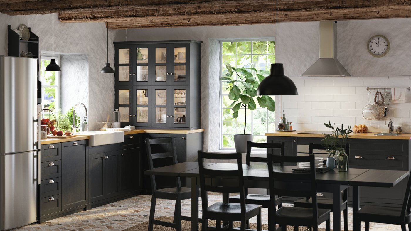 Black Doors Shaker Kitchen METOD Kitchen System IKEA