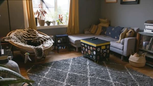 A cramped living room