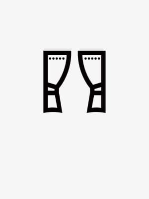 A curtain symbol in black - Anchor link for 'Ways to hang your curtains'