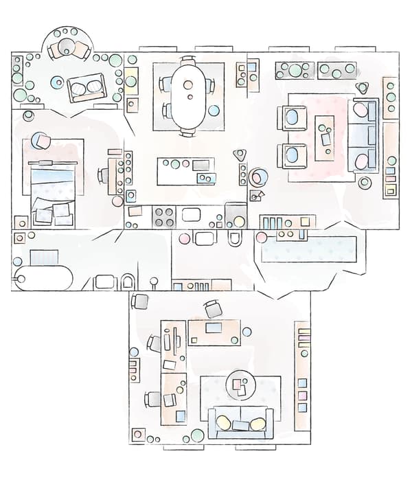 A drawing showing the layout of Radek and Łukasz’ apartment.