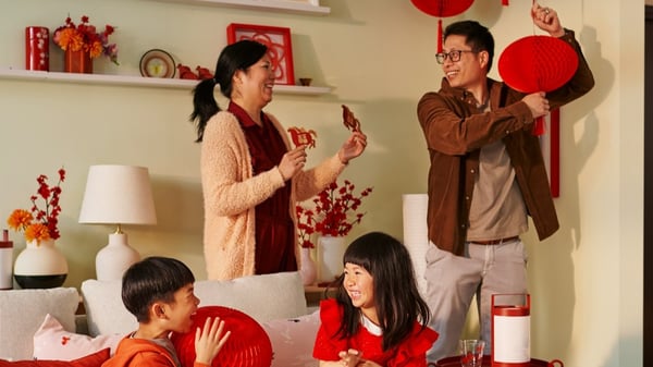 A family of four hanging decorations for a celebration