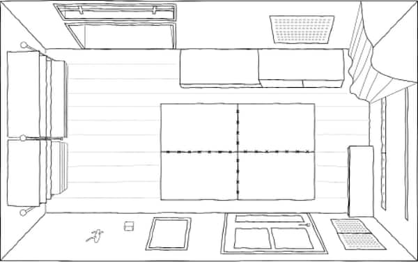 A floor plan of a small hallway that’s 5.6 square metres.