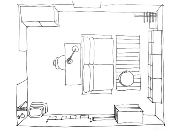 A floor plan showing they layout of the spare room.