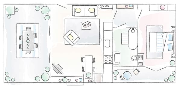 A floorplan of Elisabetta’s home.