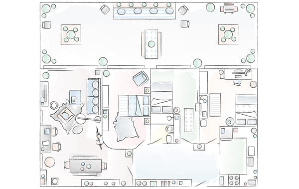 A floorplan of Katie and Elkie’s home.
