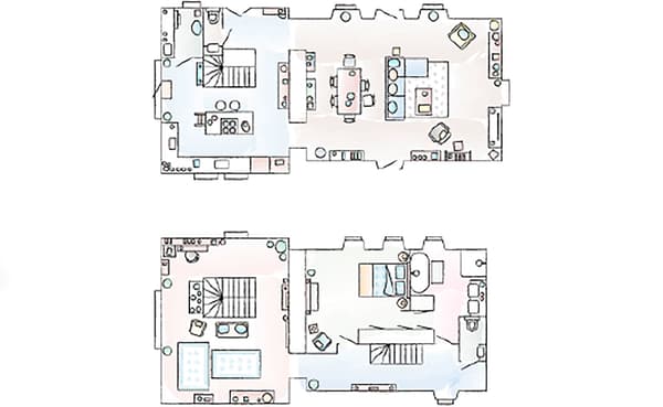 A floorplan of Marion and Frédérick’s home.