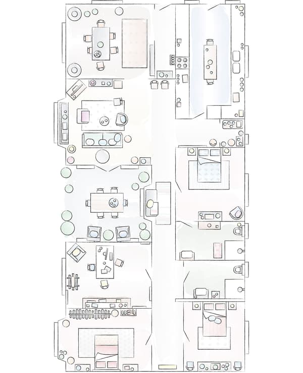 A floorplan of Mia’s home.
