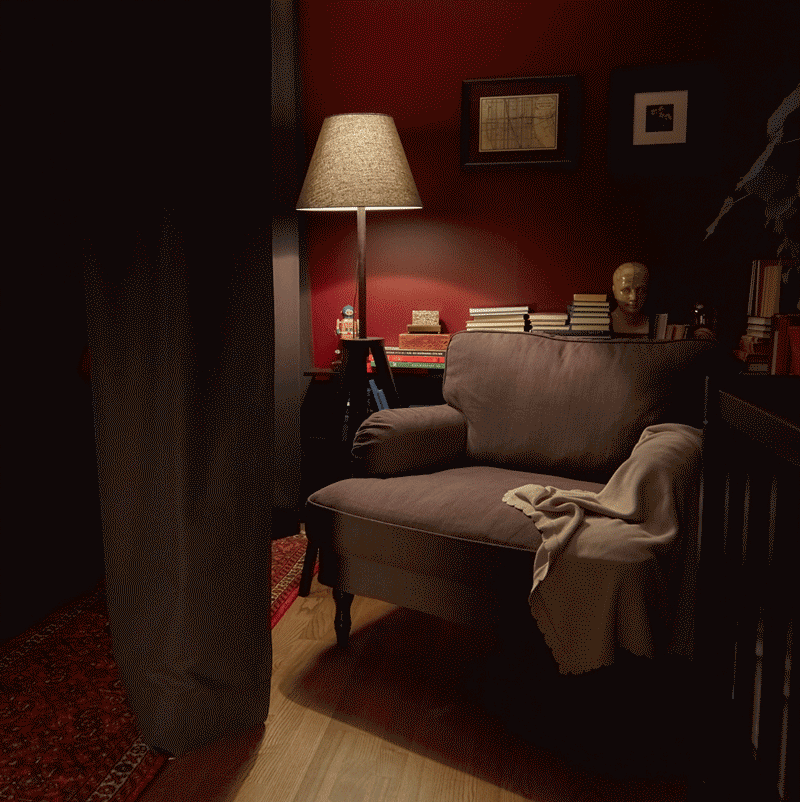 A gif of a floor lamp dimming.
