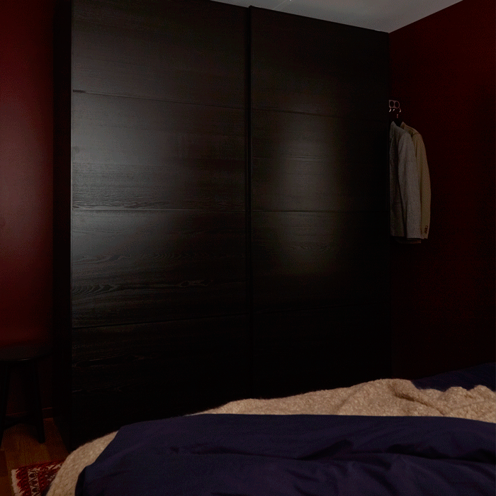 A GIF shows the function of a wardrobe interior lighting.