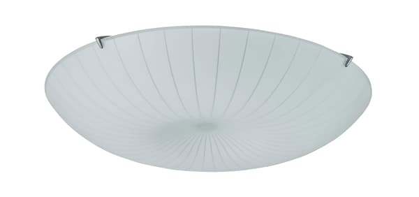 A glass ceiling lamp against a white background.
