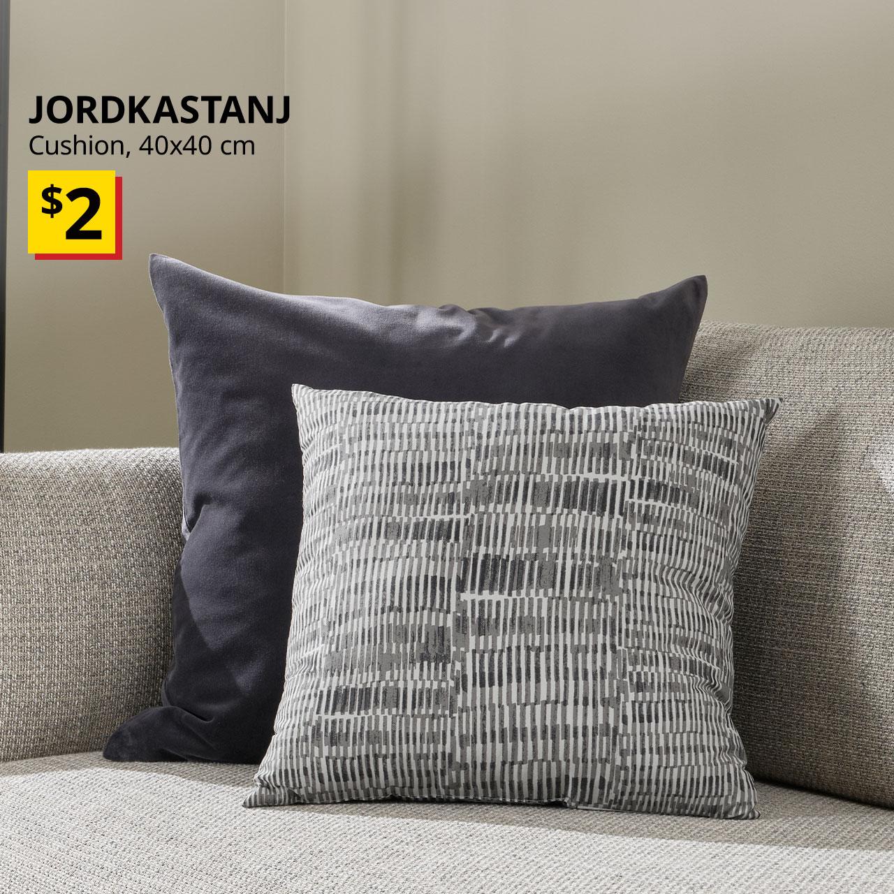 A grey JORDKASTANJ cushion, 40x40 cm with BTI Price: $2.
