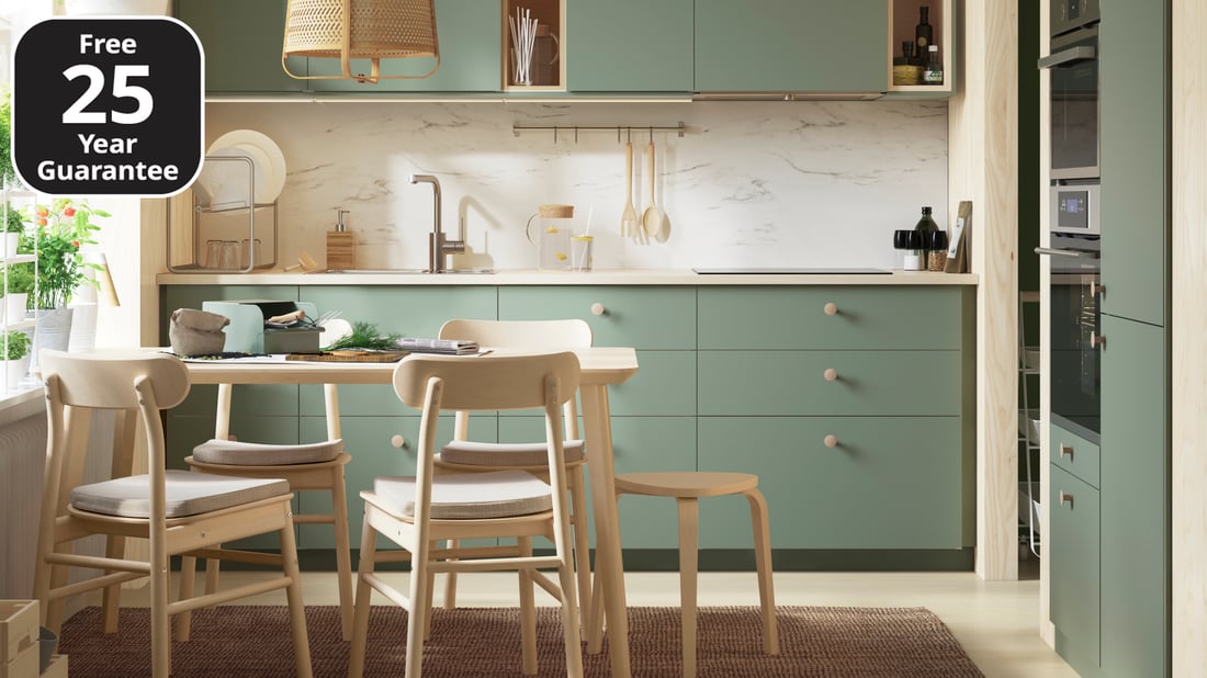 A harmonious greygreen BODARP kitchen IKEA