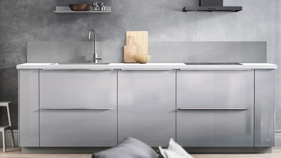 HighGloss Light Grey Kitchen METOD System IKEA