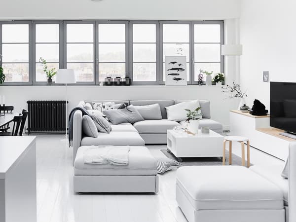 A modular sofa arranged for socialising.