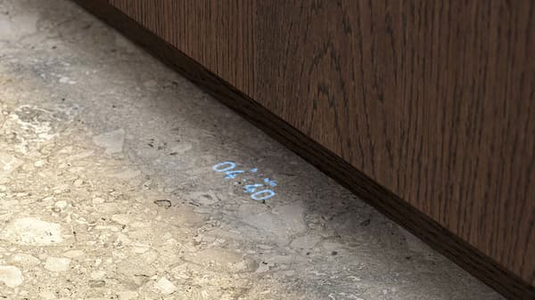 A mosogatógép által a padlóra kivetített hátralévő idő.