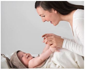 A mother with her baby.