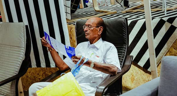 A new customer enjoys testing out products at the first IKEA store in India.