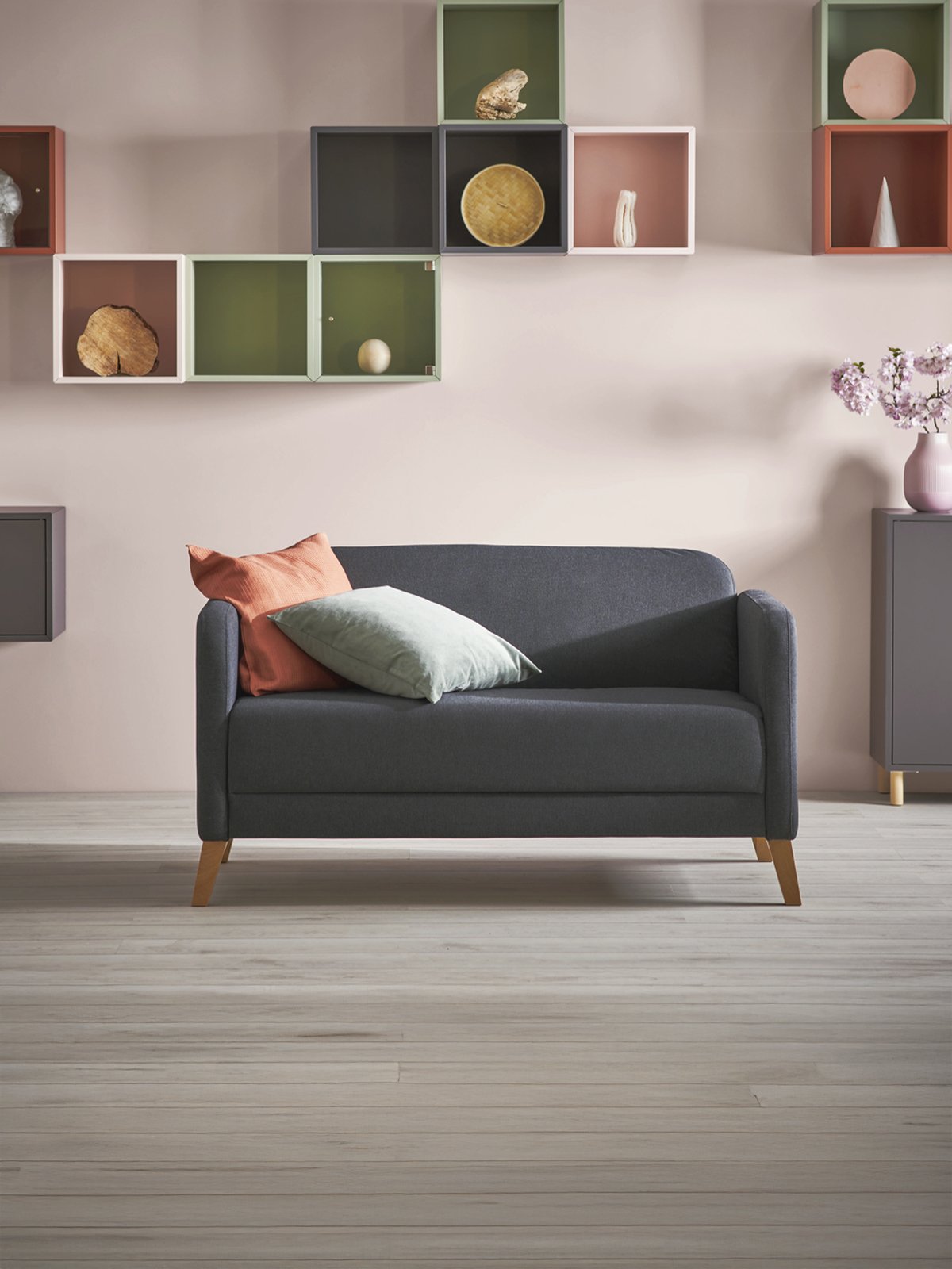 A pale pink EKET cabinet