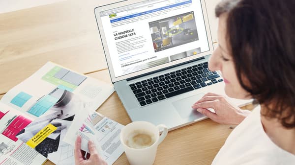A person browsing the IKEA website on their laptop.