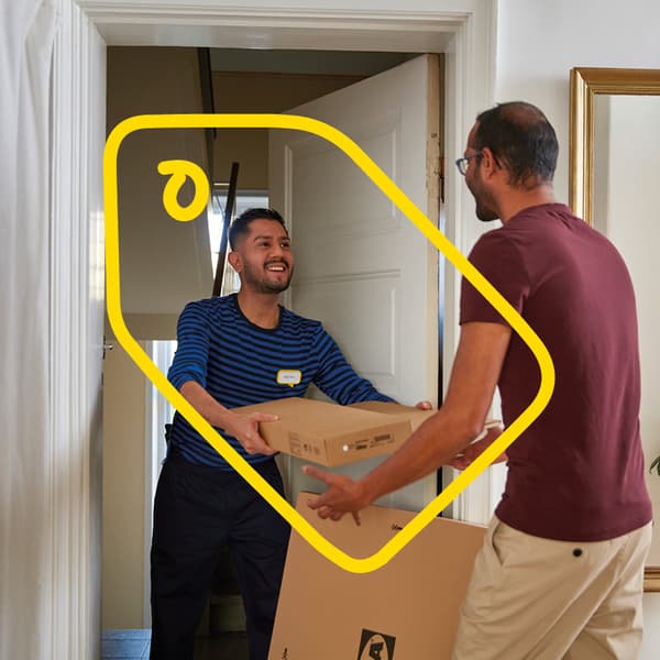 A person gets his order delivered.
