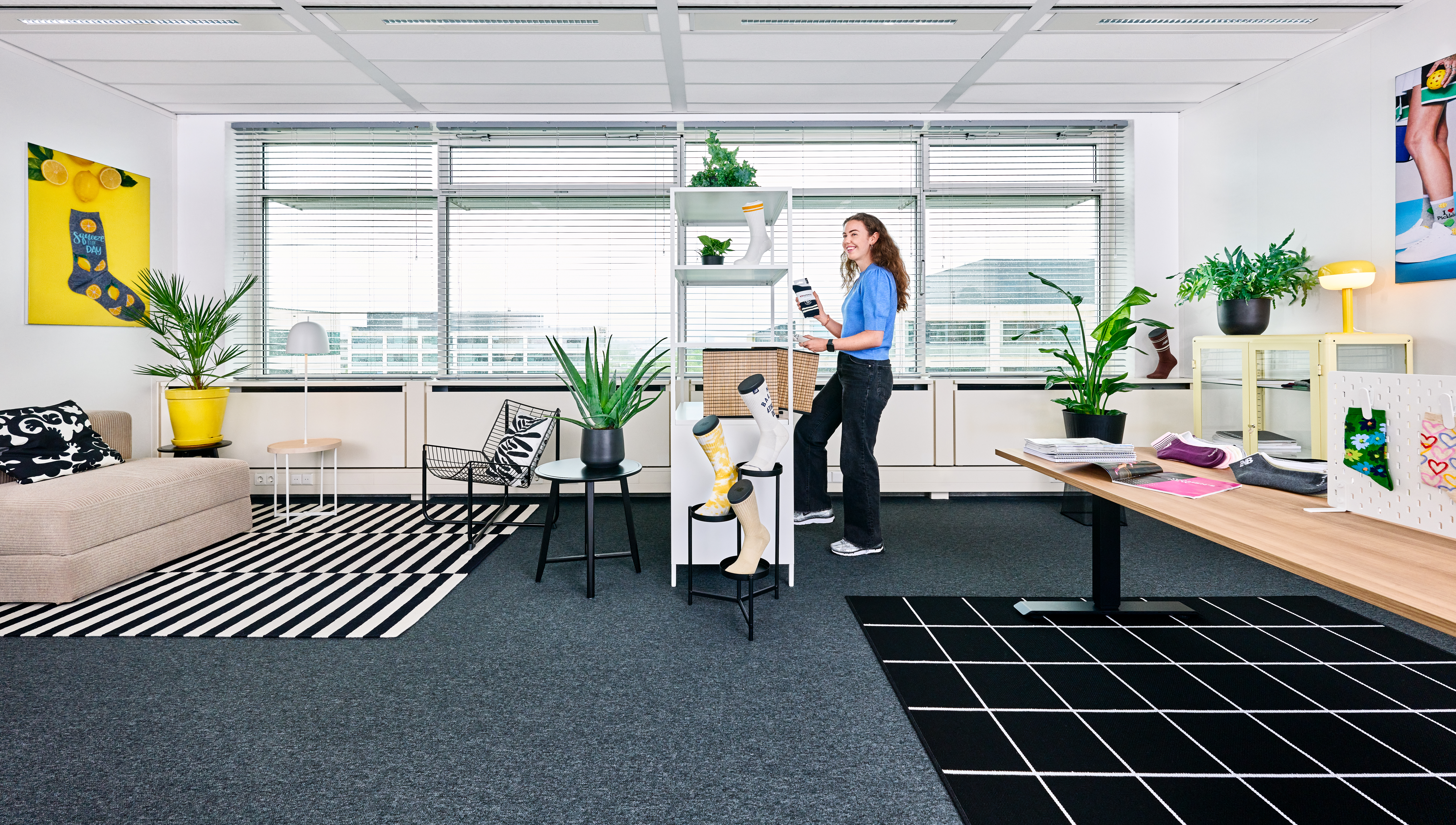 A person in a cheerful office setting