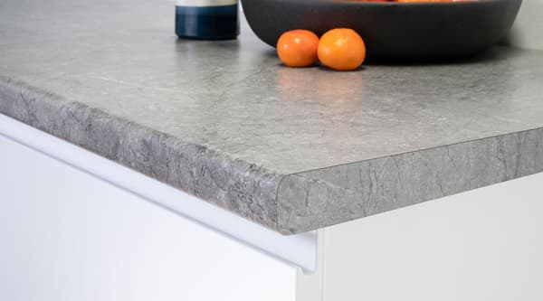 A PERSONLIG custom laminate countertop in marmara gray