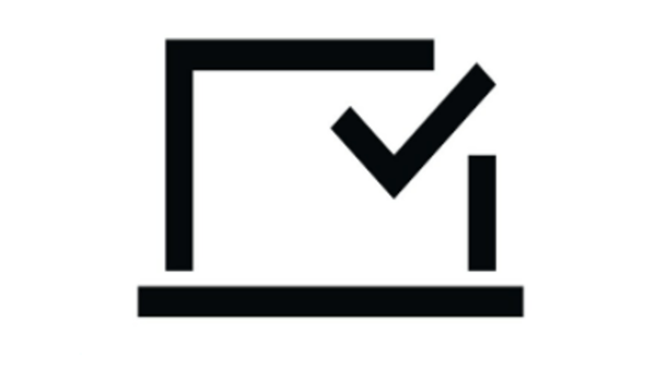 A pictogram of a computer and a tick is illustrated.