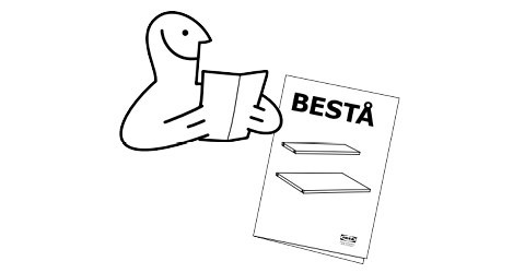 a pictogram of a person reading an assembly guide. 