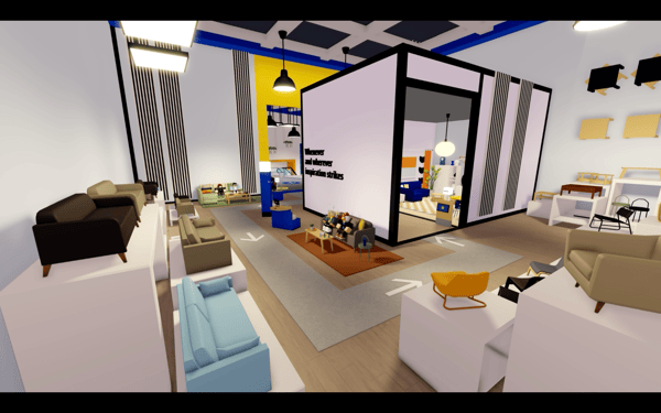 A picture of the showroom from IKEA on Roblox