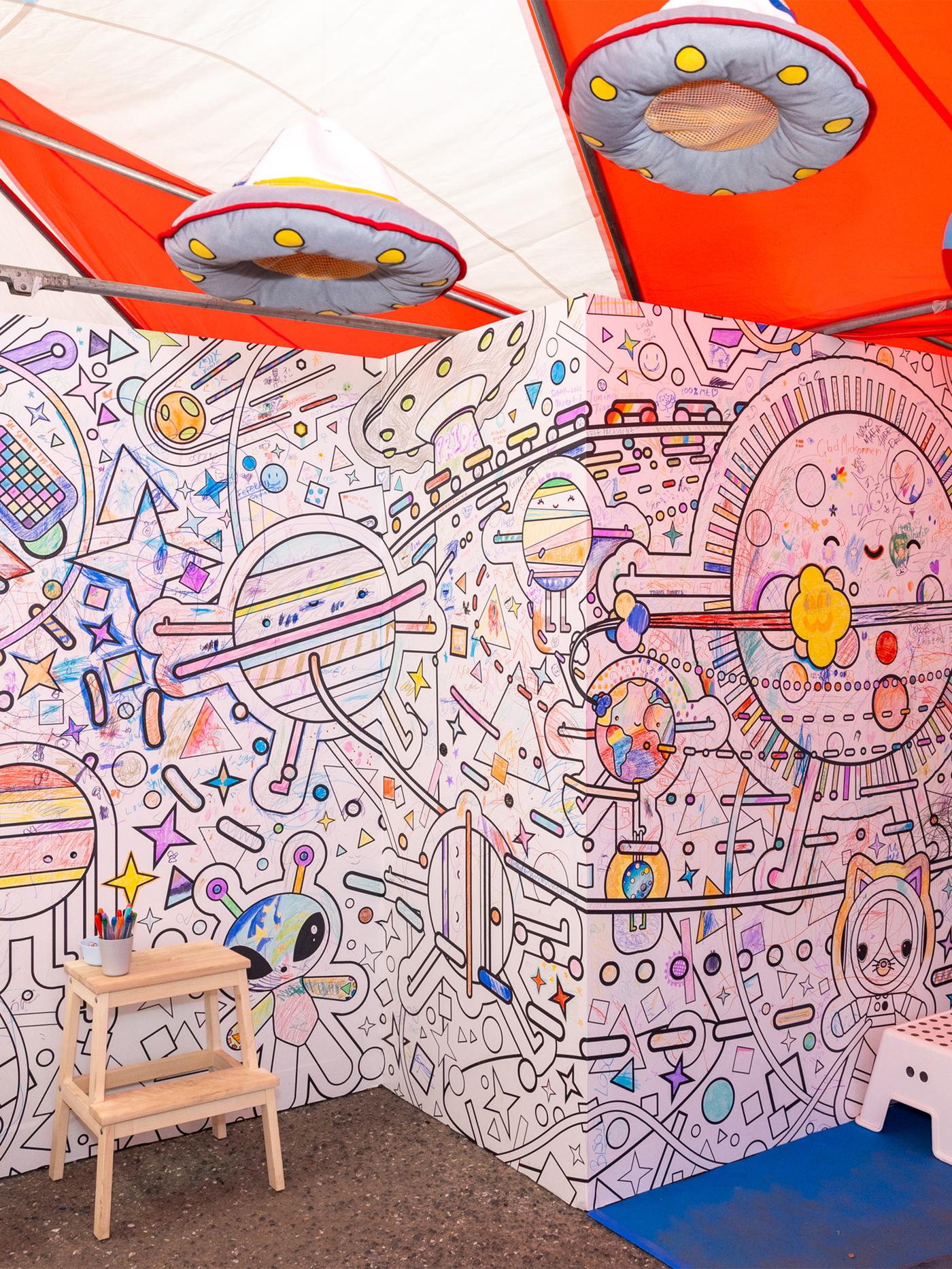 A picture that has been colorfully filled in.