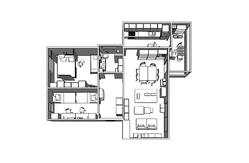 A plan of the house with furniture for small spaces