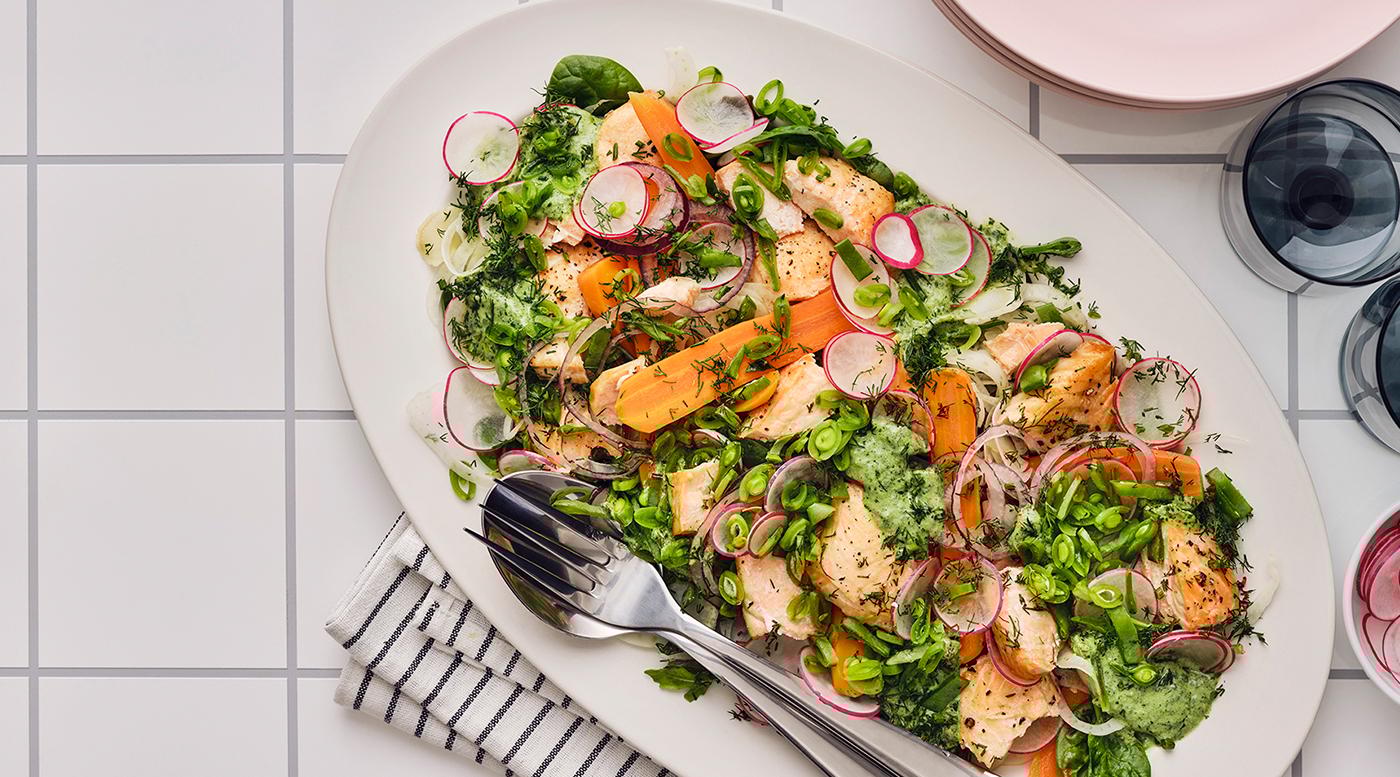 Salmon & Veggie Salad with Garlic Sauce IKEA CA