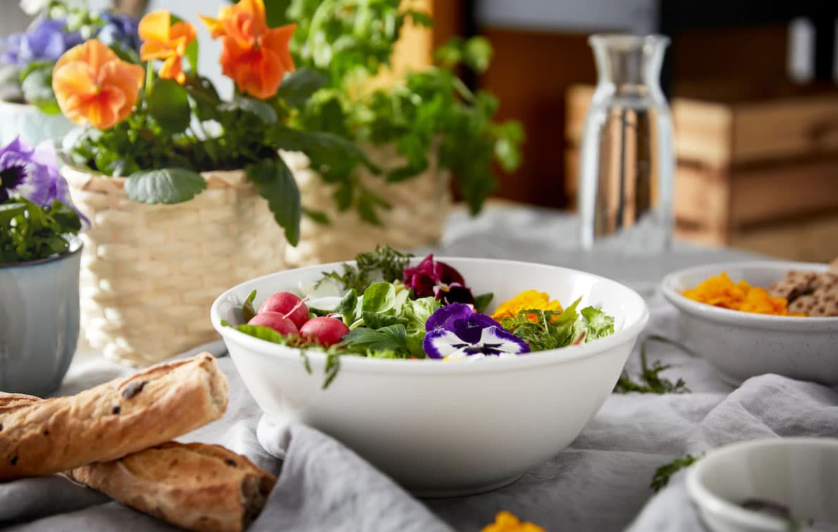 A plate with a salad.