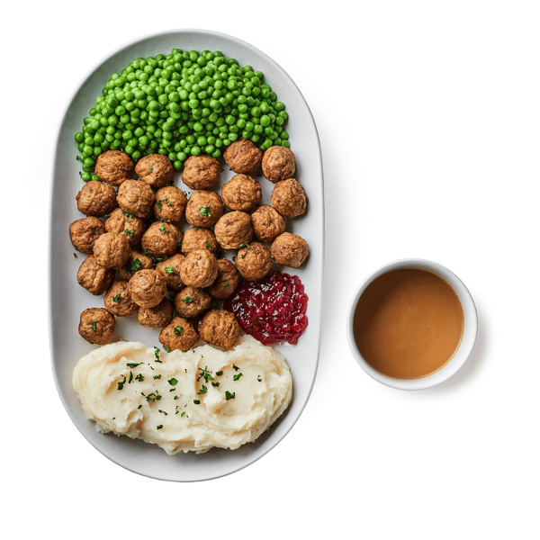 A platter of Swedish meatballs and sides