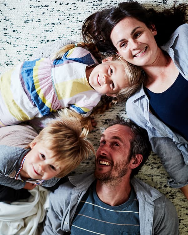 A portrait of Rebecca, Andrew, Wren and Fred.