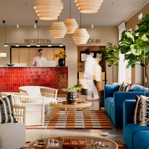 a reception in a hotel designe by IKEA Business experts. 