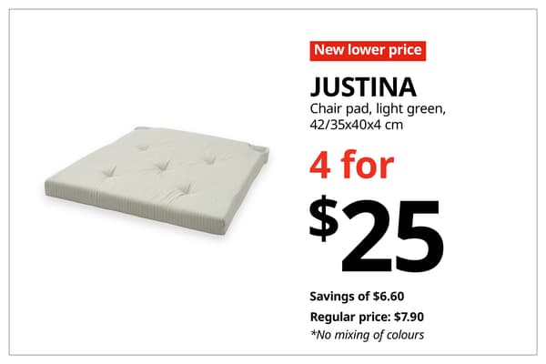 A red with white text 'New lower price' tag. Black text on image on the right that reads 