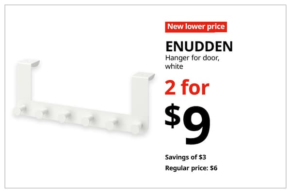 A red with white text 'New lower price' tag. Black text on image on the right that reads 