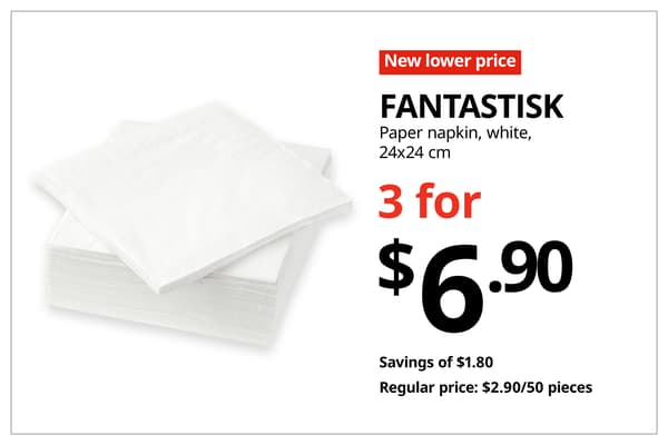 A red with white text 'New lower price' tag. Black text on image on the right that reads 