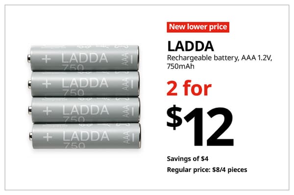 A red with white text 'New lower price' tag. Black text on image on the right that reads 