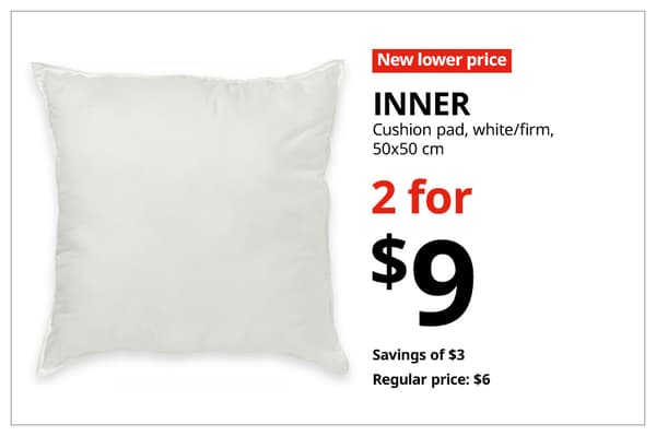 A red with white text 'New lower price' tag. Black text on image on the right that reads 