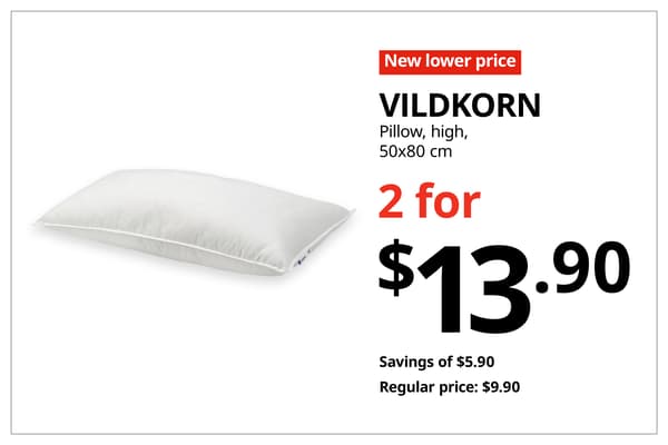 A red with white text 'New lower price' tag. Black text on image on the right that reads, 