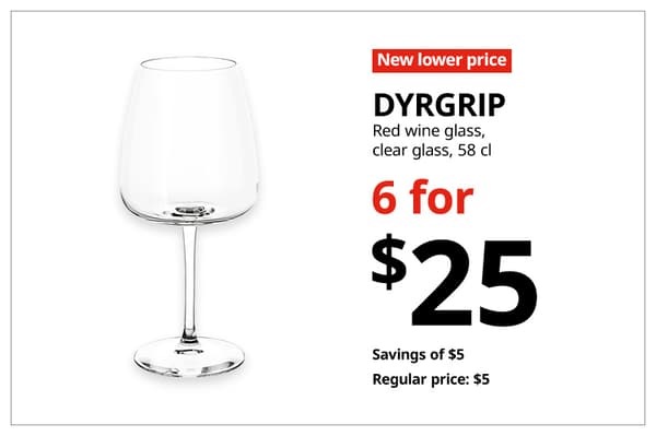 A red with white text 'New lower price' tag. Black text on image on the right that reads 