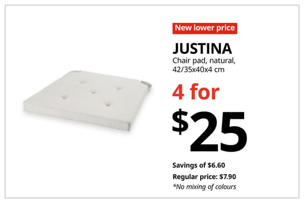 A red with white text 'New lower price' tag. Black text on image on the right that reads 