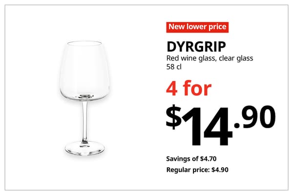 A red with white text 'New lower price' tag. Black text on image on the right that reads 