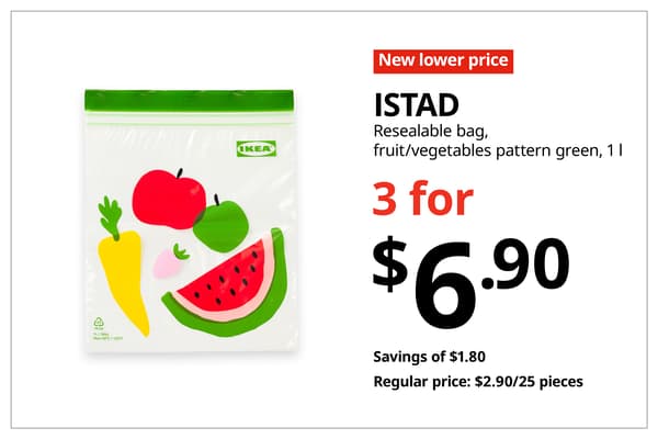 A red with white text 'New lower price' tag. Black text on image on the right that reads 
