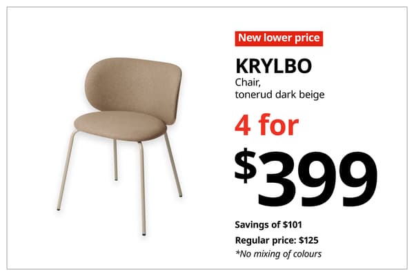 A red with white text 'New lower price' tag. Black text on image on the right that reads 