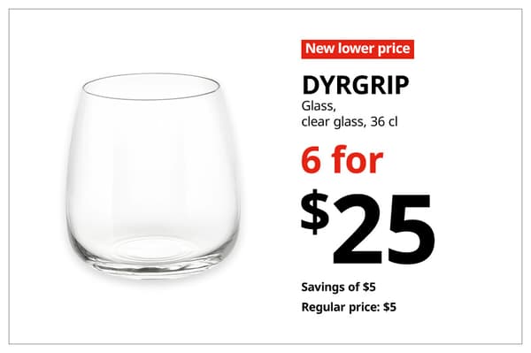 A red with white text 'New lower price' tag. Black text on image on the right that reads 