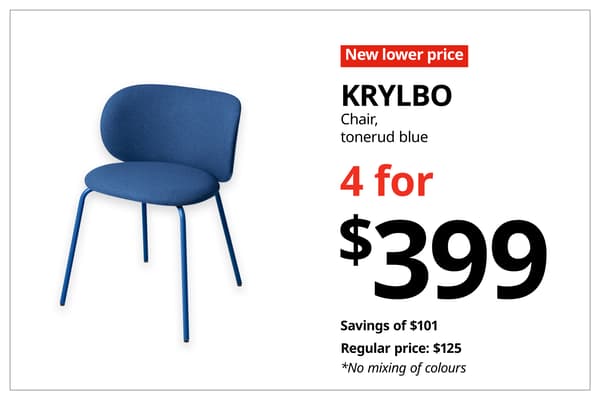 A red with white text 'New lower price' tag. Black text on image on the right that reads 